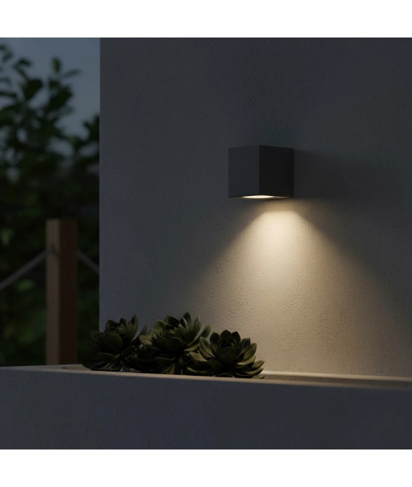 kelvo® BURANO KLV-101-0019 Φωτιστικό Τοίχου - Απλίκα για Λάμπα MR16 με Ντουί GU10 AC 220-240V Αδιάβροχο IP65 - Γκρι Ανθρακί Ματ - Μ8 x Π8 x Υ7cm